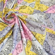 Курточная ткань Дюспо с узором пейсли в стиле пэчворк