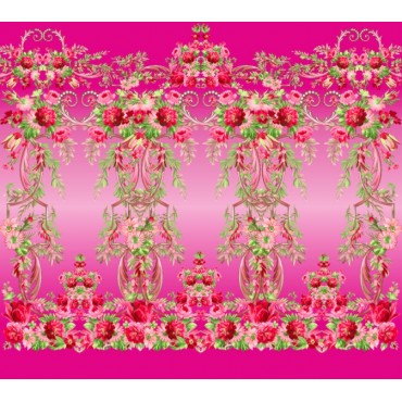 Принт на ткани - Королевский Сад - розовый цвет фона