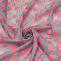 Органза матовая Виола с розовыми сердечками