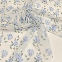 Органза матовая Виола с акварельной гортензией