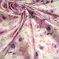 Атлас с блеском Кристалл с бабочками на анемонах Атлас с блеском Кристалл с бабочками на анемонах