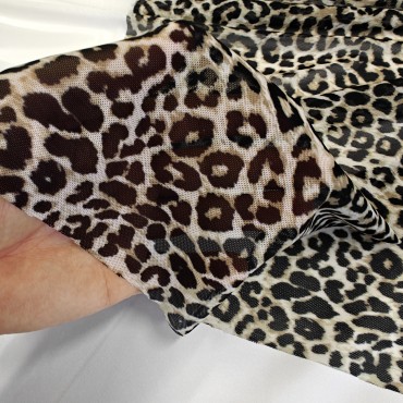 Сетка стрейч бельевая гимнастическая с принтом леопарда Сетка стрейч бельевая гимнастическая с принтом леопарда