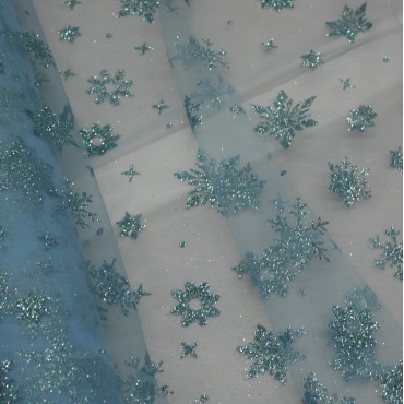 Фатин снежинки - цвет голубой 29
