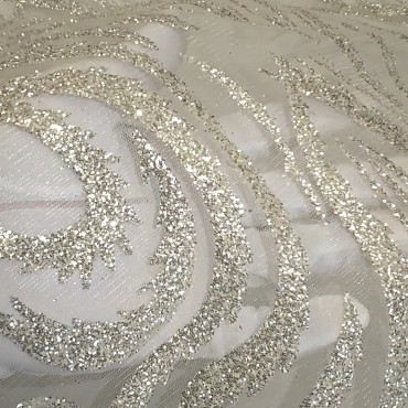 Фатин с глиттером платина 