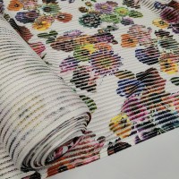 Ткань плательная сетка с цветочным принтом