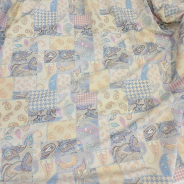 Поплин плательный с принтом в стиле пэчворк