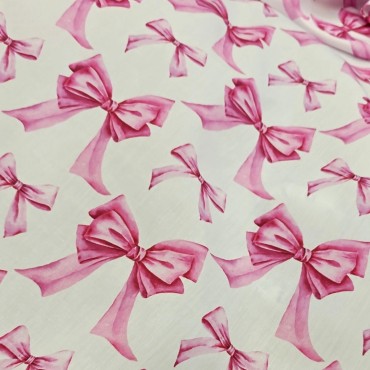 Поплин плательный с акварельными бантиками Поплин плательный с акварельными бантиками