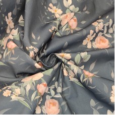 Костюмно плательная ткань Твилл с красивым принтом розы